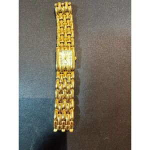 Visage Women Gold Tone Rectangular Dress Watch Japan Movt 13105 Link Bracelet